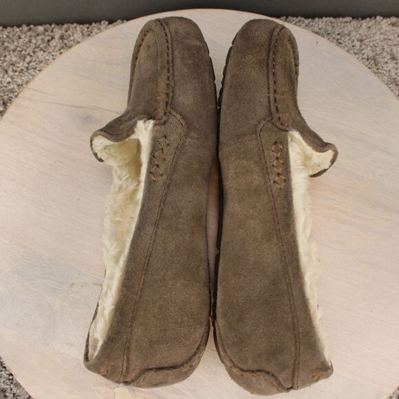 UGG Suede Shearling Slippers Slip On Womens 8 Brown Comfort - Picture 7 of 10